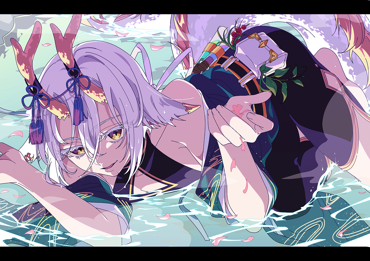 This is a pixiv picture whose title is 月光浴.
