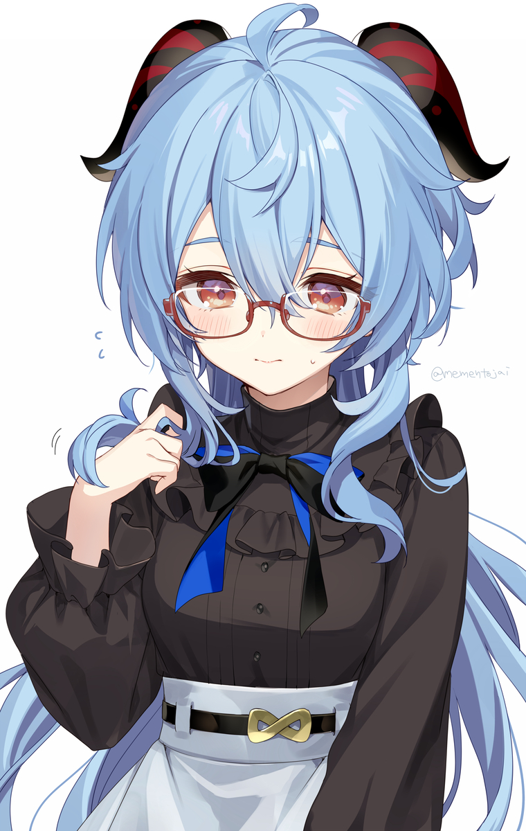 This is a pixiv picture whose title is 照れてるメガネ甘雨ちゃん.