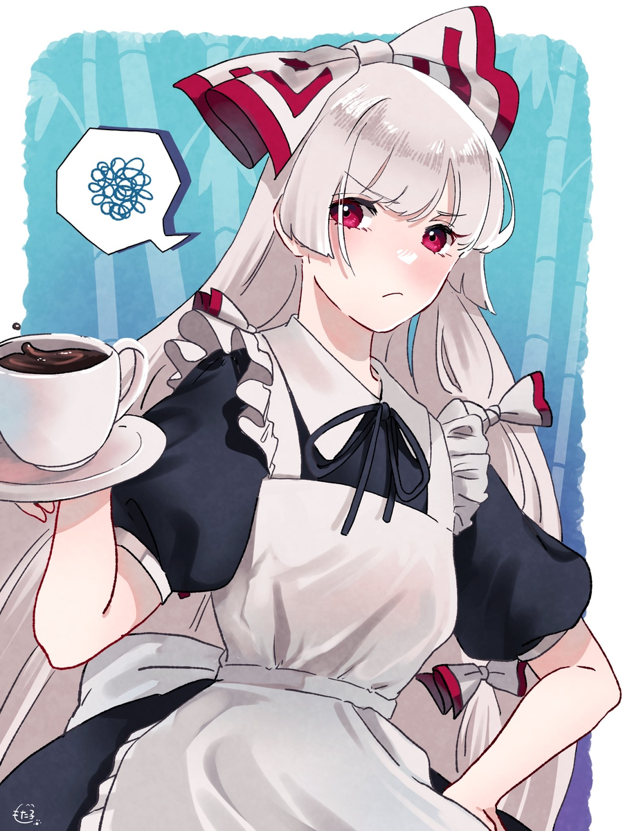 This is a pixiv picture whose title is コラボカフェ妹紅が可愛すぎたので.