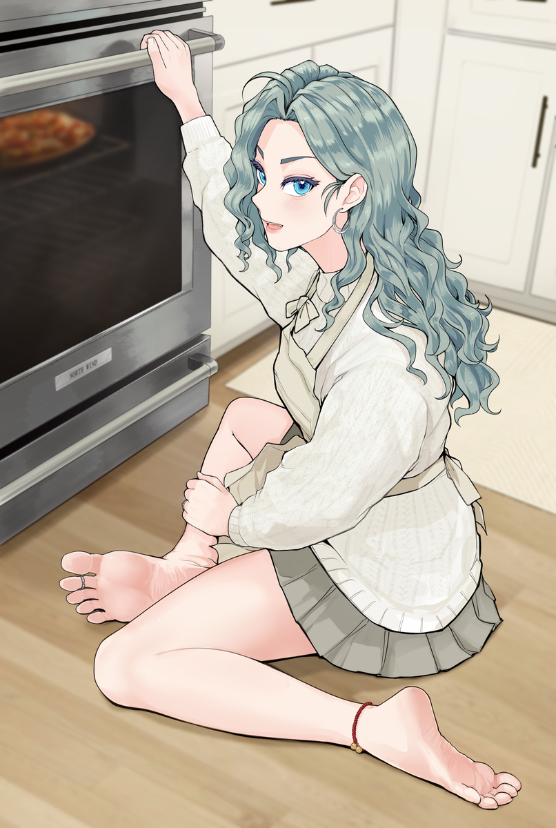 This is a pixiv picture whose title is ピザを焼く関鰤谷さん.