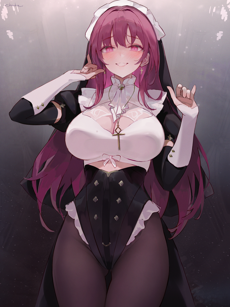 This is a pixiv picture whose title is Half-Vampire Nun.