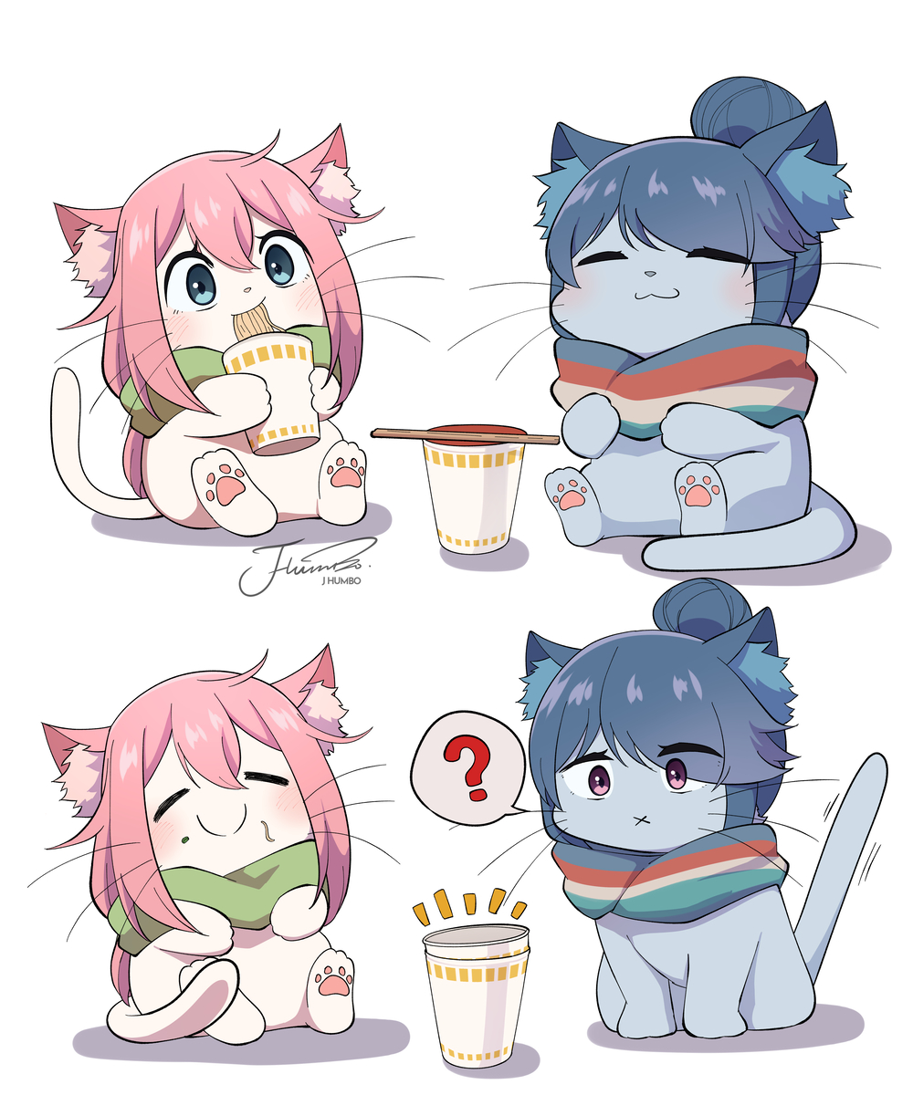 This is a pixiv picture whose title is 🐱🍜🐱.