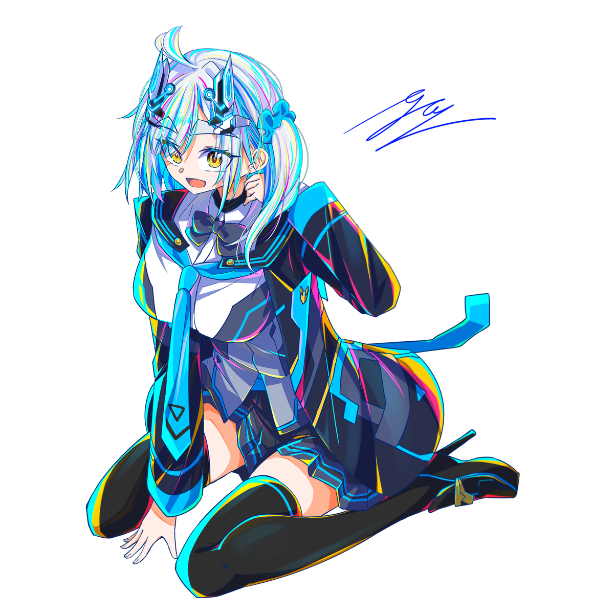 This is a pixiv picture whose title is 新衣装で色塗り＆線画の練習.