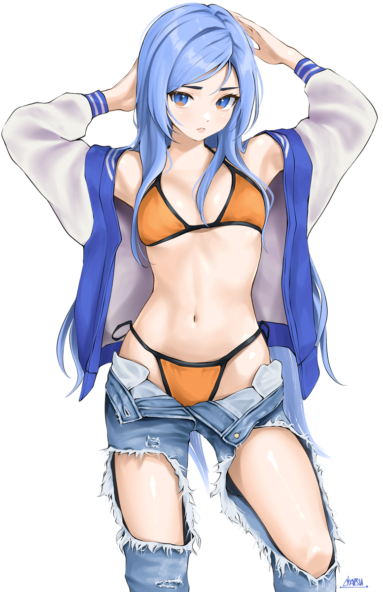 This is a pixiv picture whose title is ripped jeans.