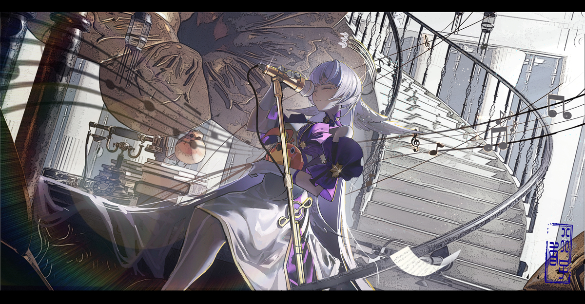 This is a pixiv picture whose title is 演唱.