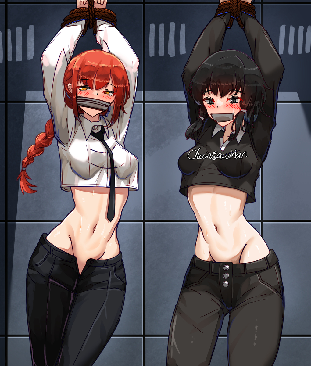 This is a pixiv picture whose title is (com) Makima and Fumiko.