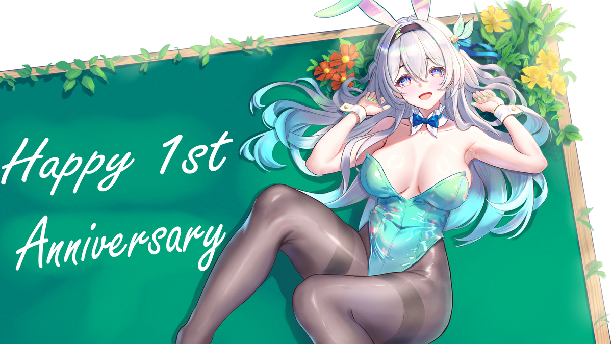 This is a pixiv picture whose title is Happy 1th  Anniversary.