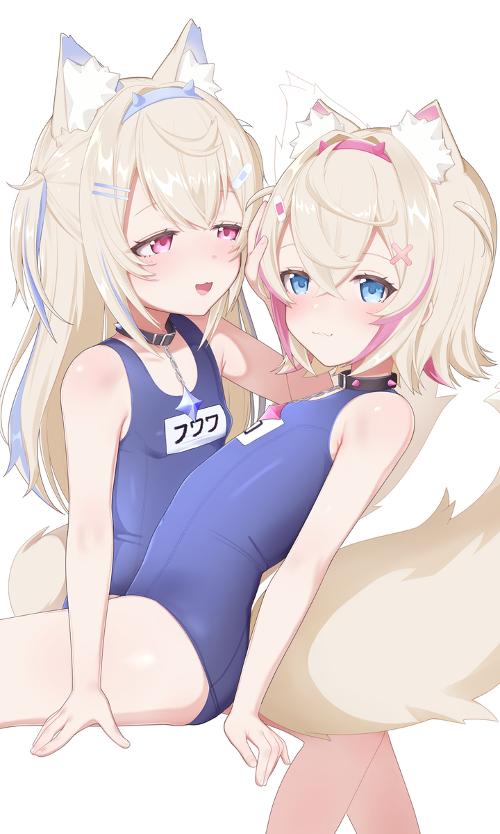 This is a pixiv picture whose title is FUWAMOCOスク水.