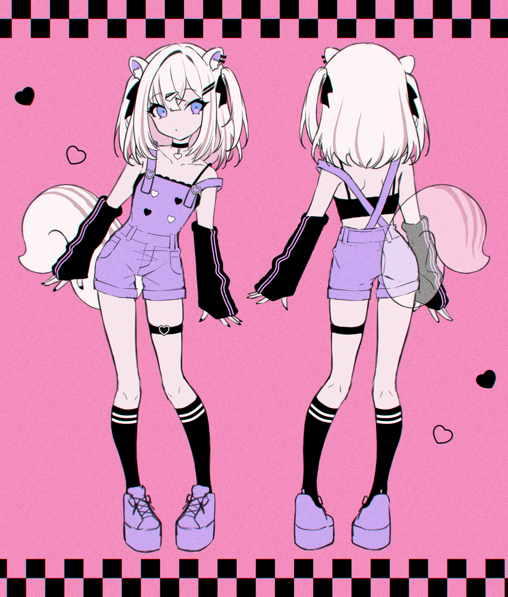 This is a pixiv picture whose title is 白リスちゃん全身設定画.