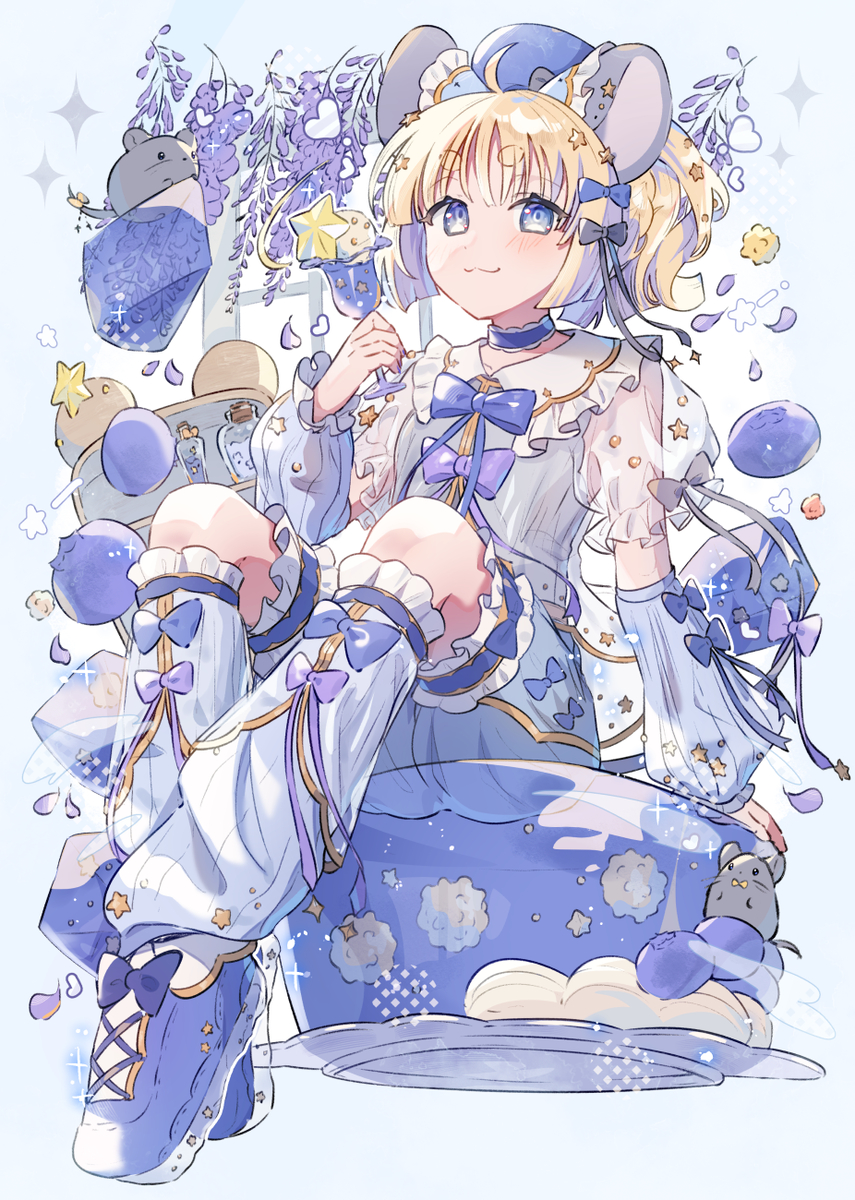This is a pixiv picture whose title is 🫐×💫.