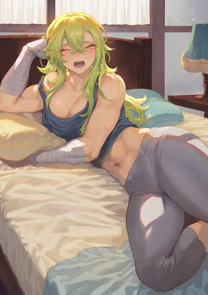 This is a pixiv picture whose title is 寝起きのリーシャさん.