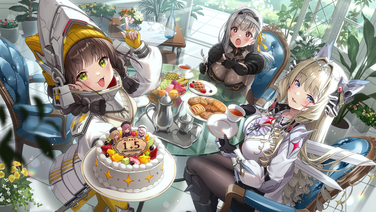 This is a pixiv picture whose title is NIKKE1.5anniversary.