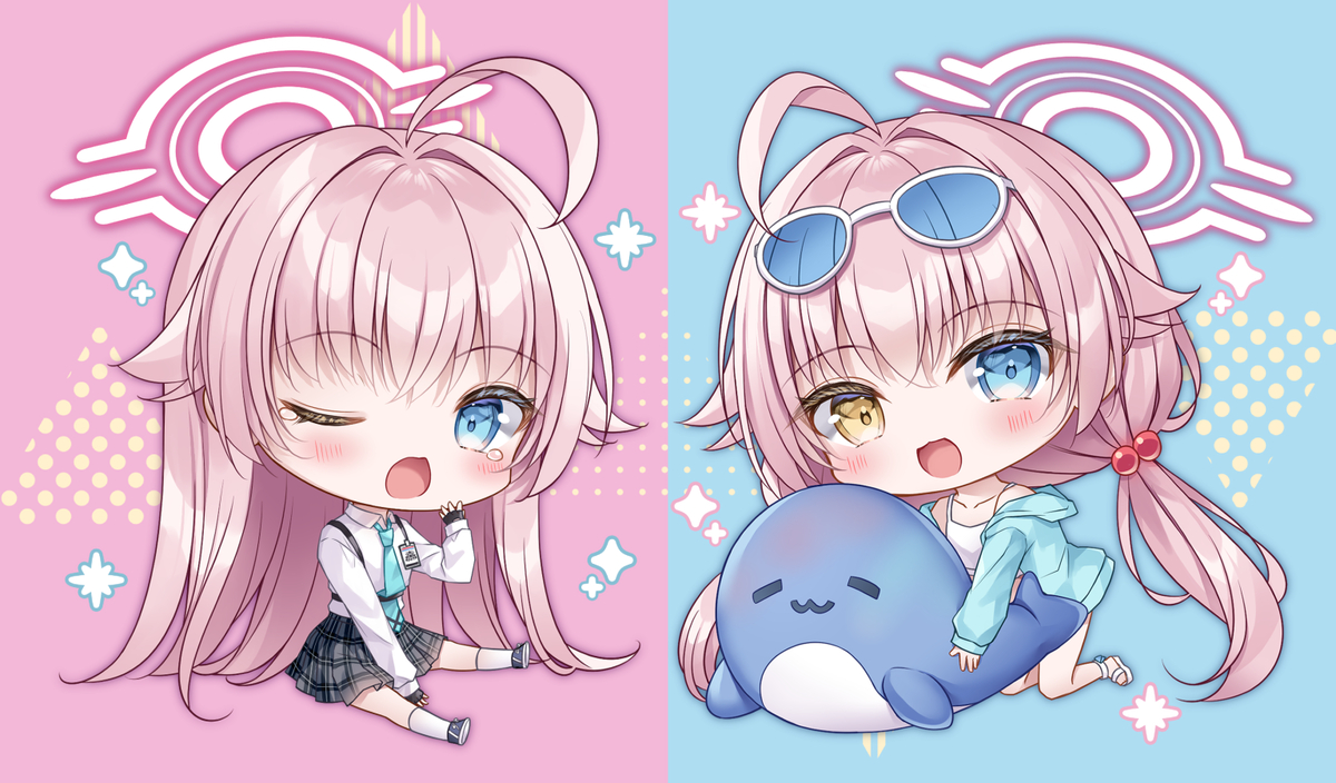 This is a pixiv picture whose title is ホシノ＆水着ホシノ🐳.