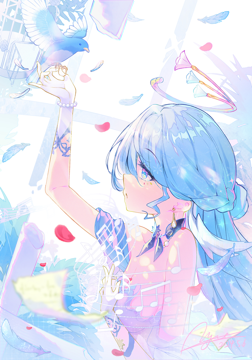 This is a pixiv picture whose title is 「心を空へと羽ばたかせる」.