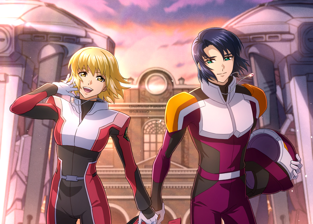 This is a pixiv picture whose title is カガリとアスラン.