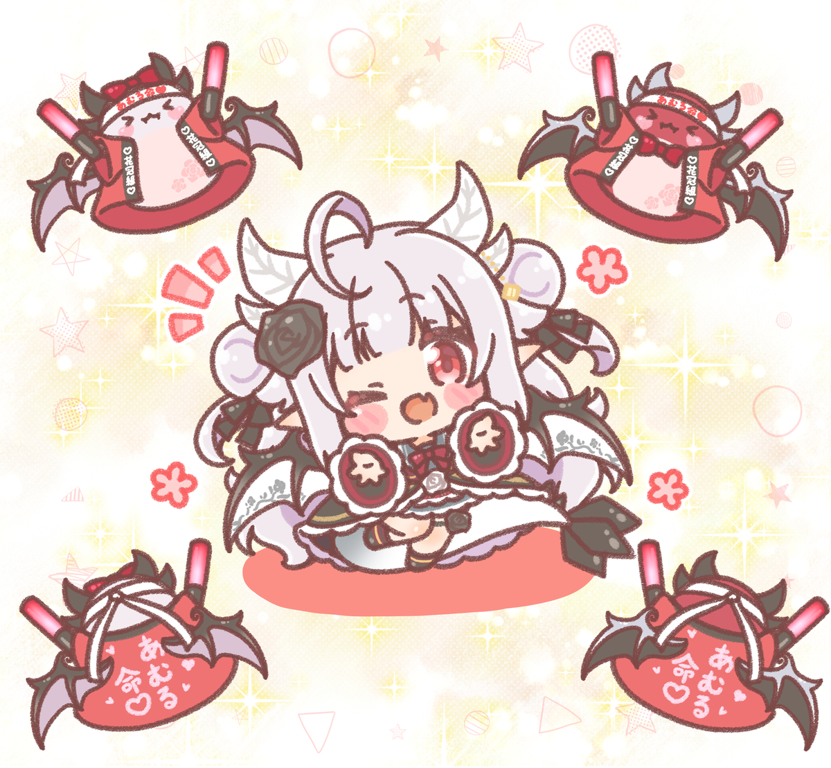 This is a pixiv picture whose title is 👑花冠あむるさまのオリジナル曲MV用SD❤️.