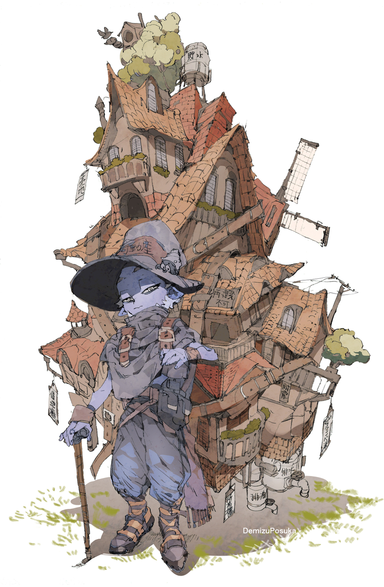 This is a pixiv picture whose title is 家を背負う.