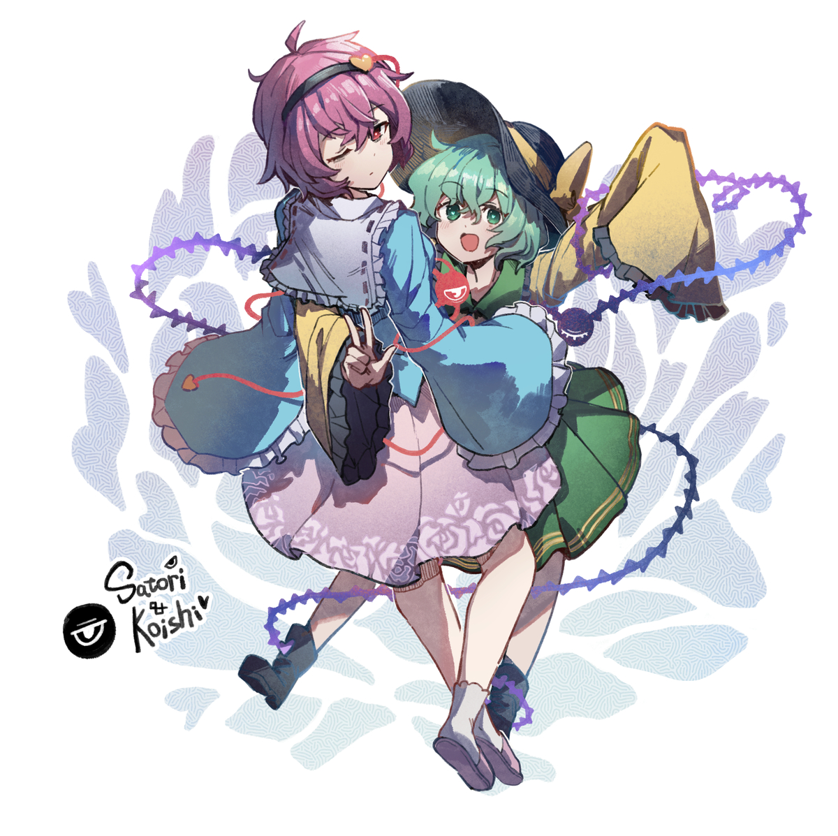 This is a pixiv picture whose title is Satori & Koishi.