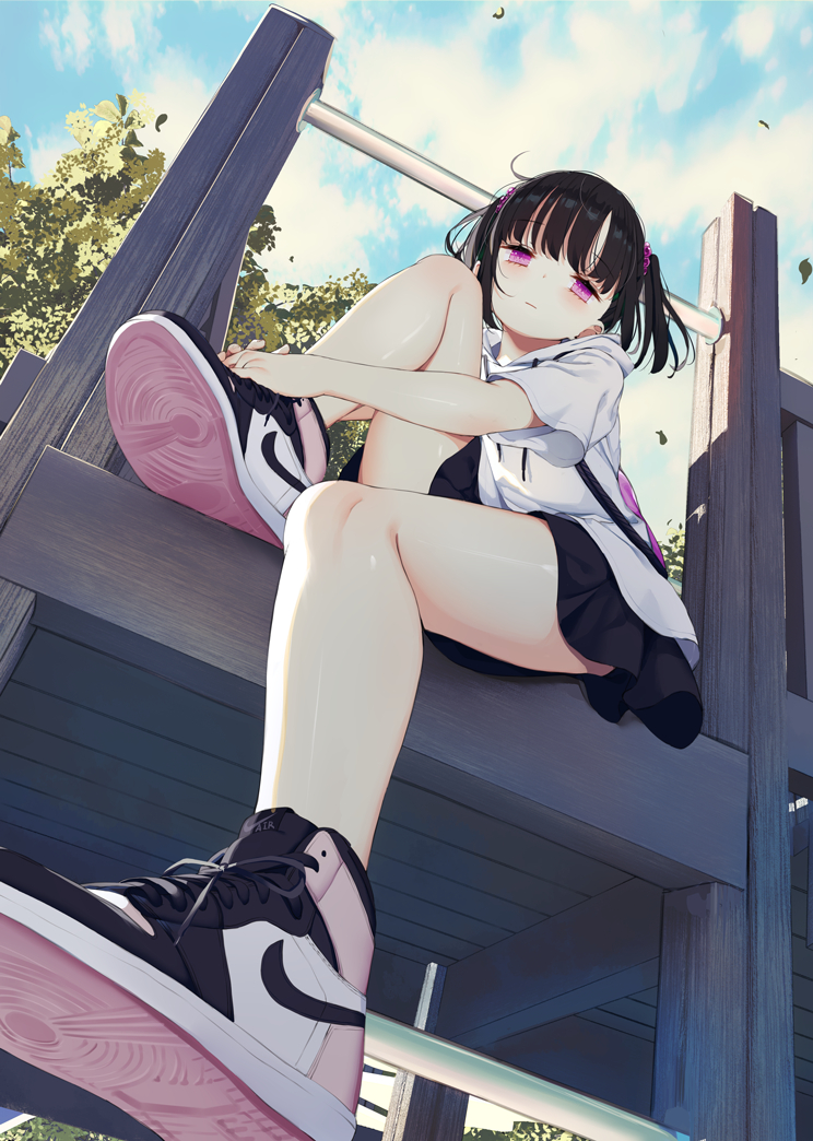 This is a pixiv picture whose title is たそがれちゃってる生足ちゃん.