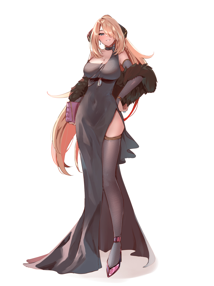 This is a pixiv picture whose title is シロナにドレス.