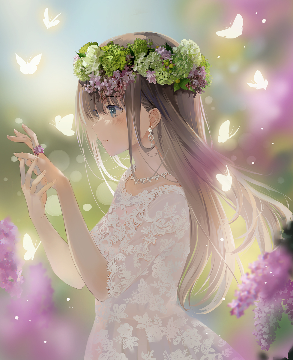 This is a pixiv picture whose title is ライラックの花かんむり.