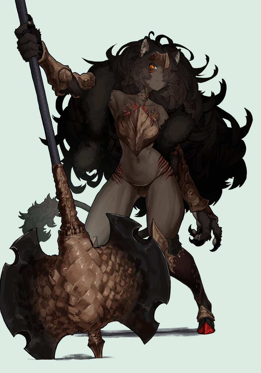 This is a pixiv picture whose title is 黒獅子ちゃん 🦁.