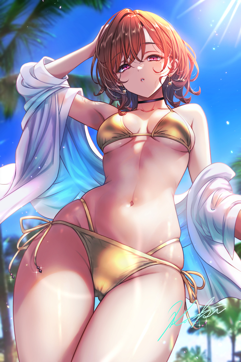 This is a pixiv picture whose title is ゴールデンビキニ円香.