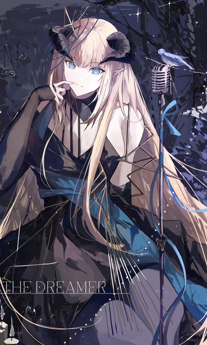 This is a pixiv picture whose title is Nightingale (The Dreamer) 💙🖤.