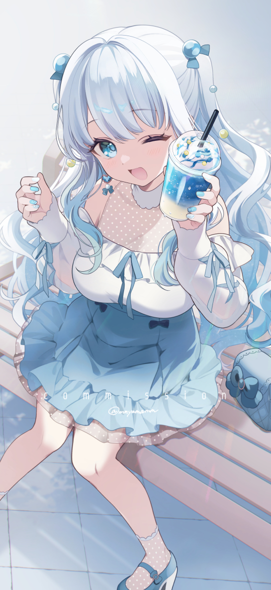 This is a pixiv picture whose title is 【Skeb/commissions】🤍🫧🍹💙.