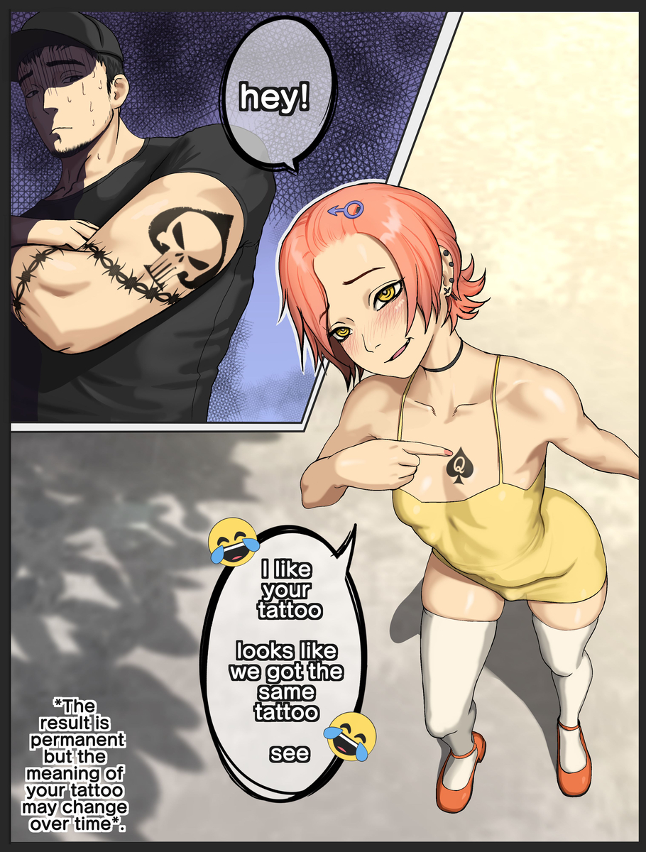 This is a pixiv picture whose title is funny tattoo comic.