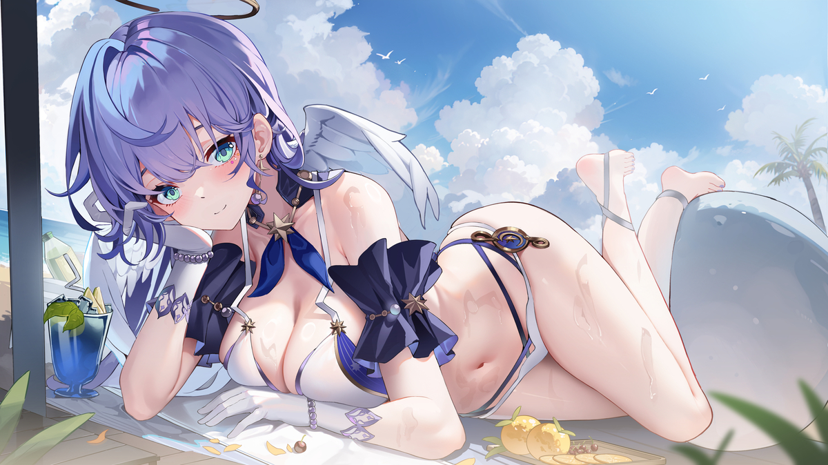 This is a pixiv picture whose title is 泳装知更鸟.