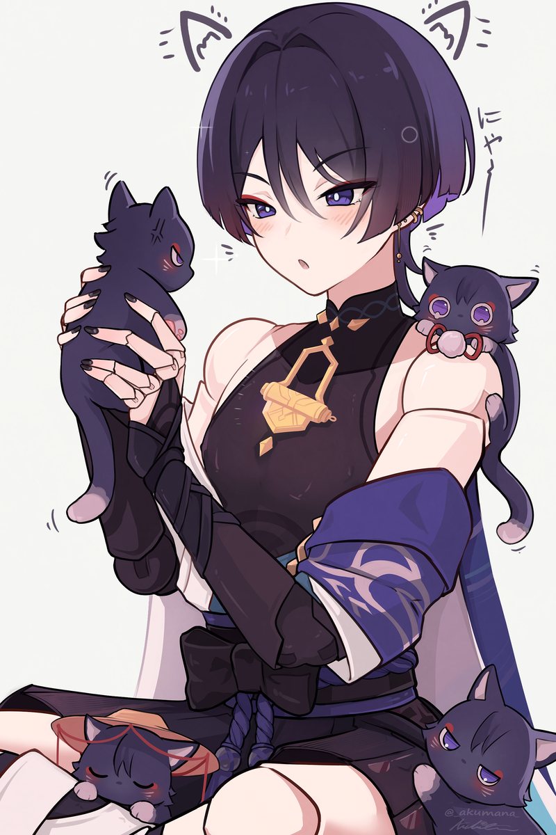 This is a pixiv picture whose title is scaramouche meeting scarameows:3.