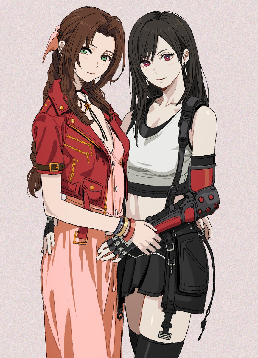 This is a pixiv picture whose title is Aerith x Tifa.