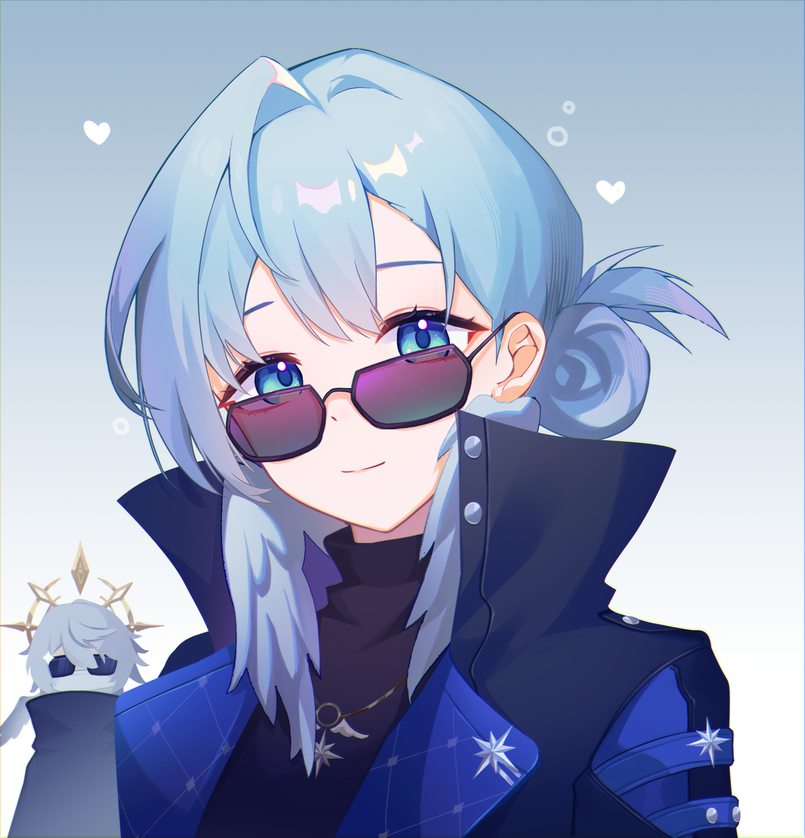 This is a pixiv picture whose title is 摸摸pv里的变装小鸟.