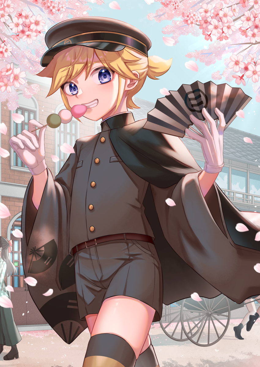 This is a pixiv picture whose title is 買い食い桜.