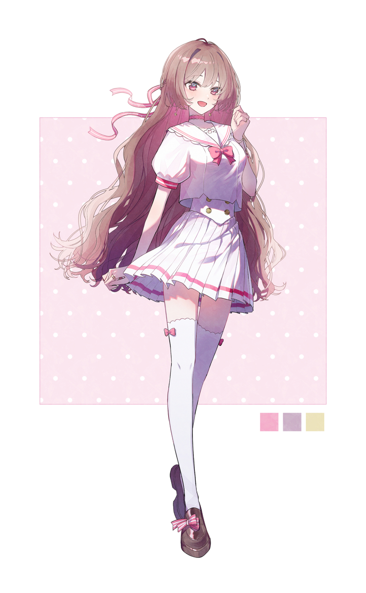 This is a pixiv picture whose title is ピンクのセーラー服の彼女.