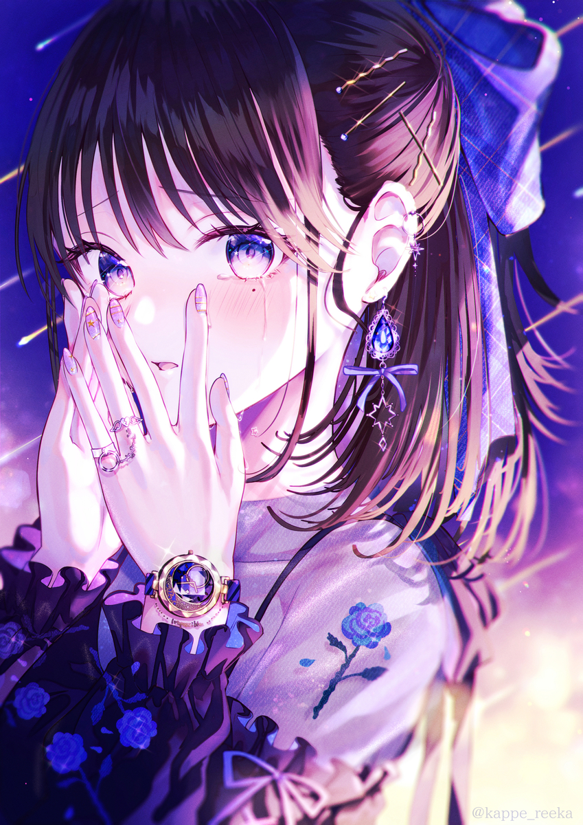 This is a pixiv picture whose title is 涙の流星群.