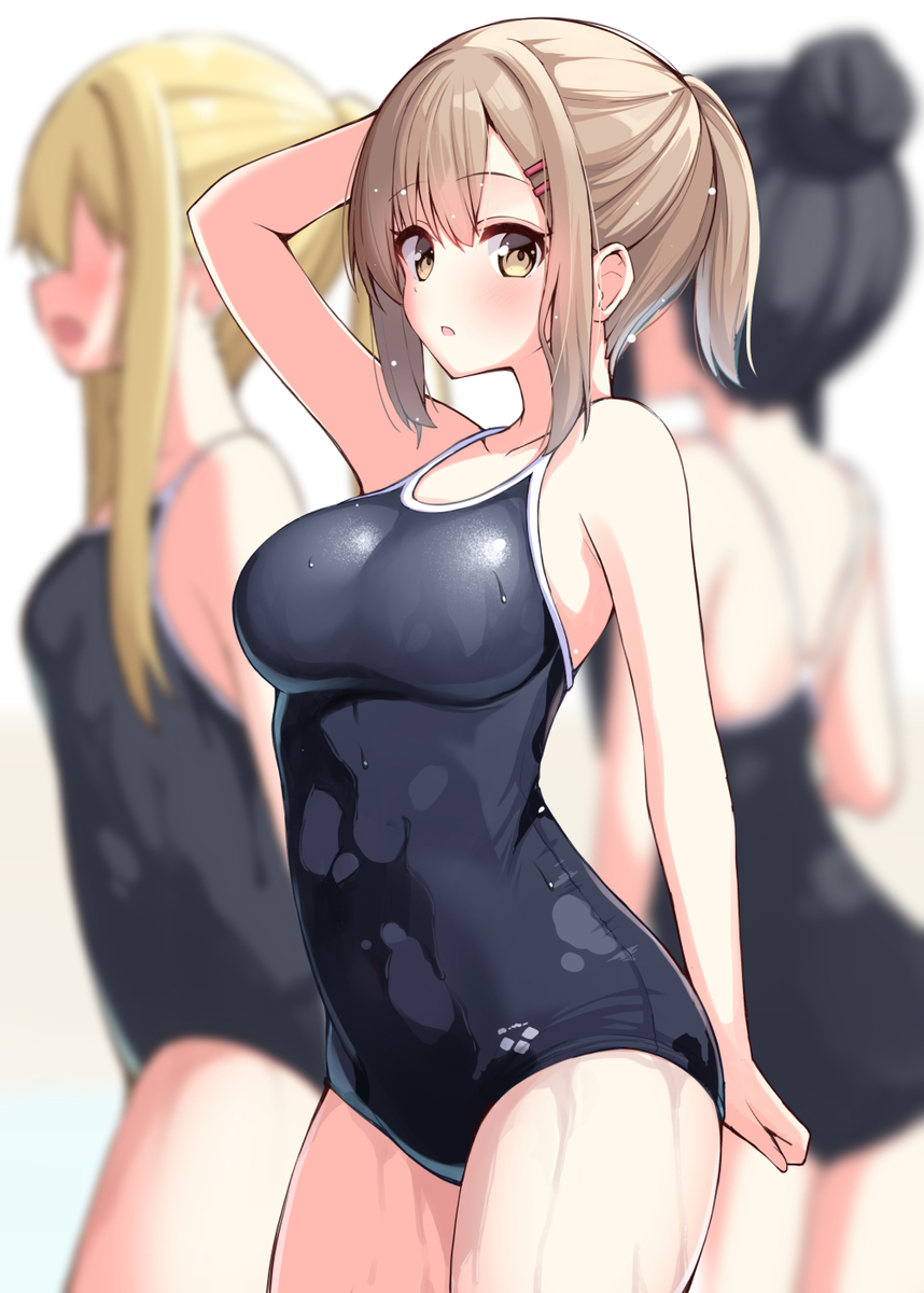 This is a pixiv picture whose title is こんな幼馴染と一緒にプールの授業を受けたかった.