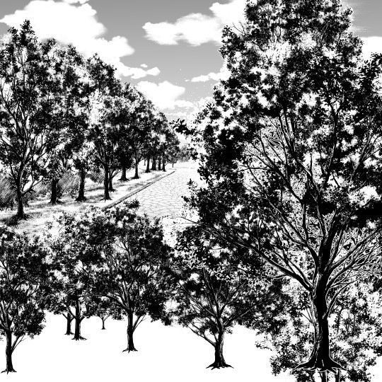 This is a pixiv picture whose title is 黒樹木ブラシ.