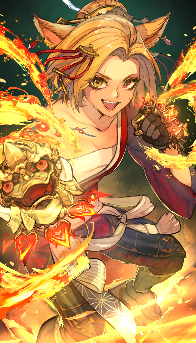 This is a pixiv picture whose title is 炎の拳.