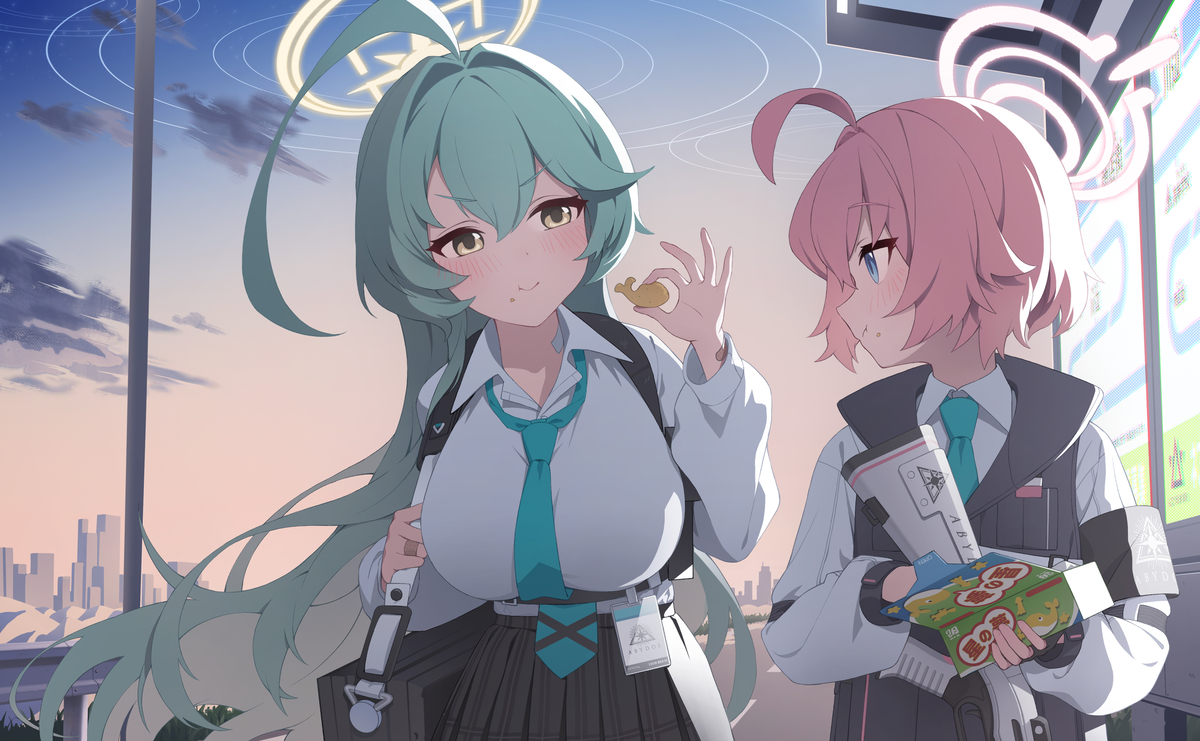 This is a pixiv picture whose title is ホシノちゃん 見て! 見て!.... クジラ!.