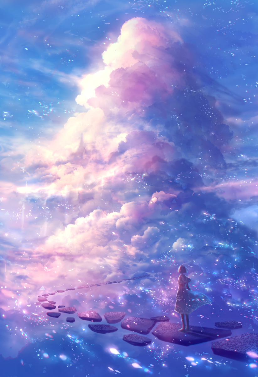 This is a pixiv picture whose title is 想雲の道.
