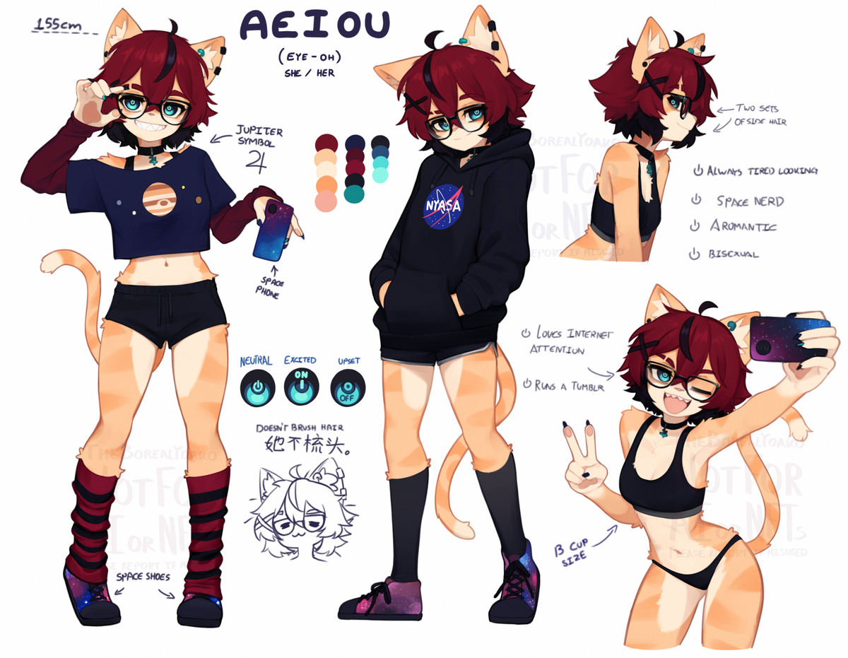 This is a pixiv picture whose title is Aeiou Reference sheet 2024.