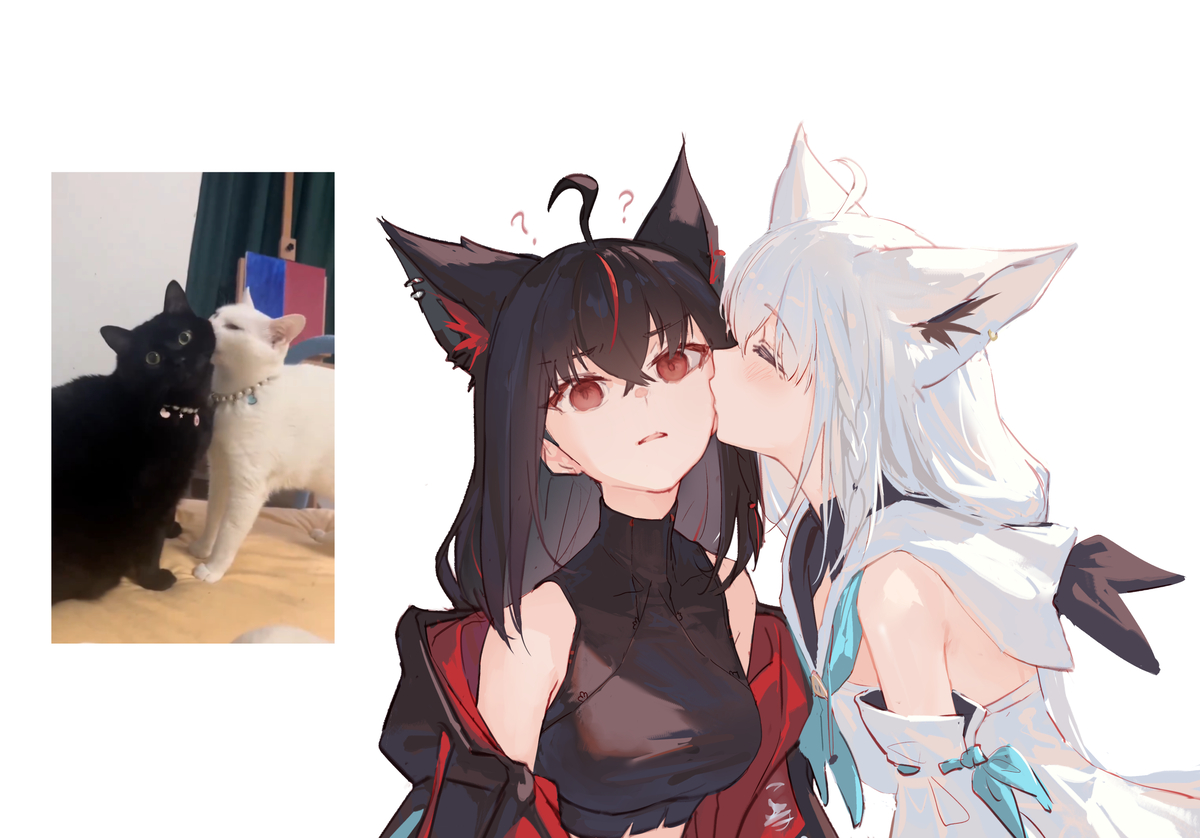 This is a pixiv picture whose title is 黒ちゃんちゅき〜♡.