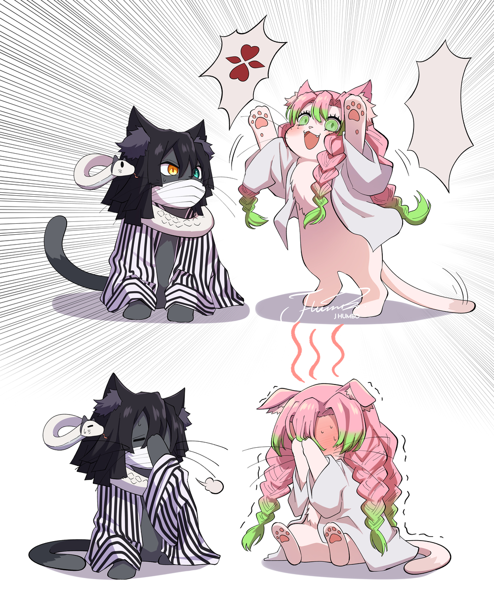 This is a pixiv picture whose title is 🐍🐱🐱.
