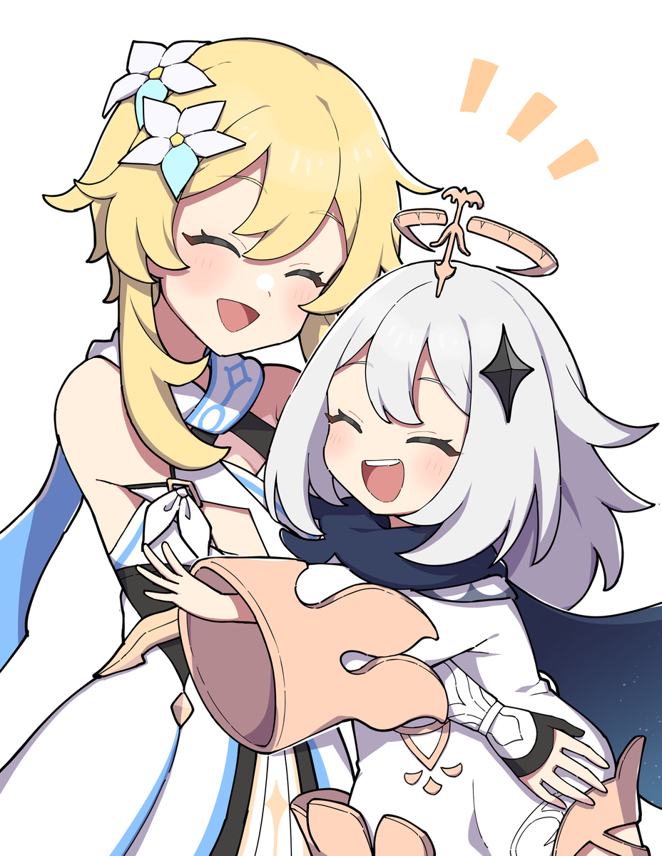 This is a pixiv picture whose title is 旅人とパイモン.