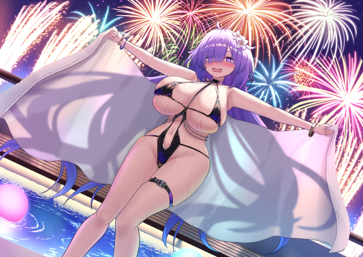 This is a pixiv picture whose title is 水着モガドールとナイトプールで.