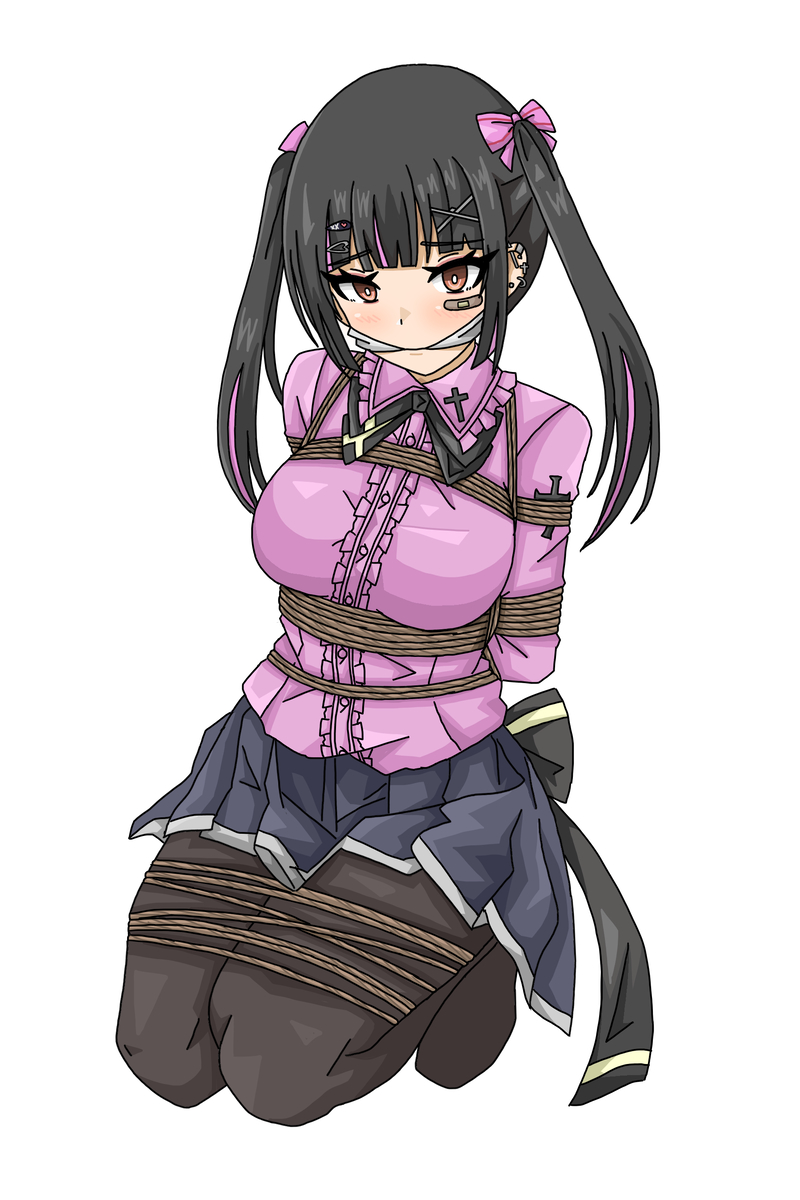 This is a pixiv picture whose title is お仕置きを待つ地雷系ちゃん＆Tシャツ新作の告知.