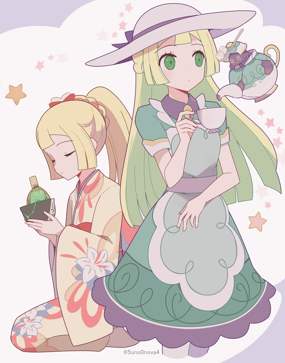 This is a pixiv picture whose title is 紅茶&抹茶.