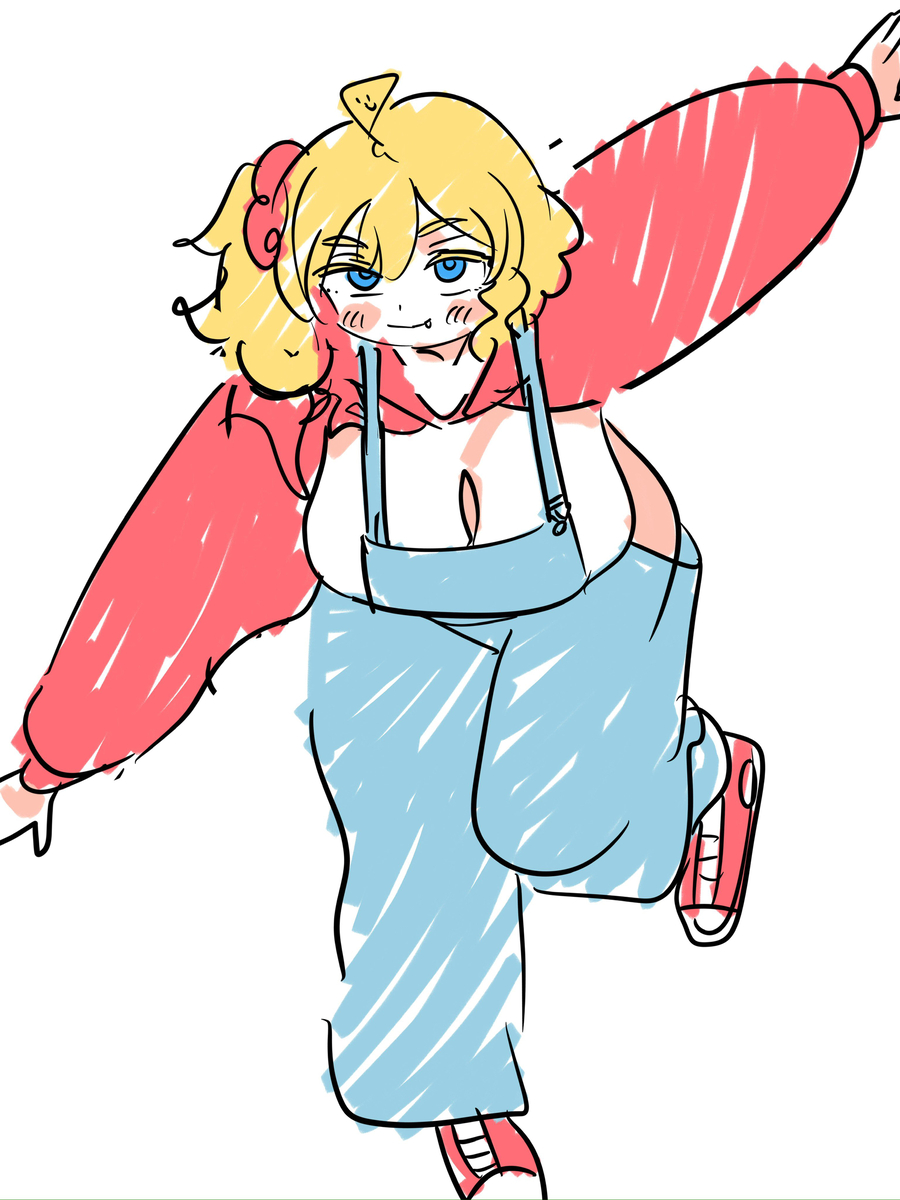 This is a pixiv picture whose title is Short hoodie overall.
